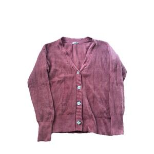Faherty Jackson V Neck Popover Smoked Paprika Sweater Cardigan Lagenlook Women M